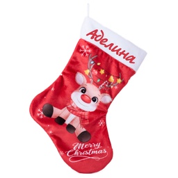 [0091211-3] Коледен чорап с елен /Merry Christmas/ с Надпис
