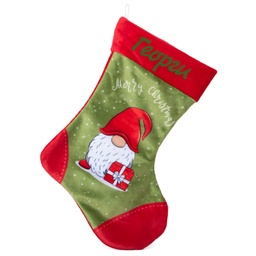 [0091211-5] Зелен Коледен чорап с елф /Merry Christmas/ с Надпис