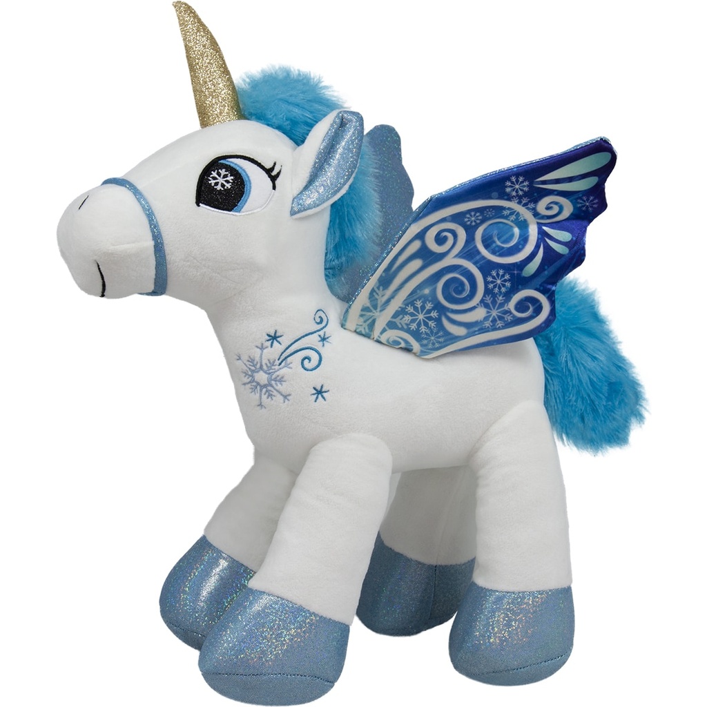 Плюшен еднорог със снежни крила