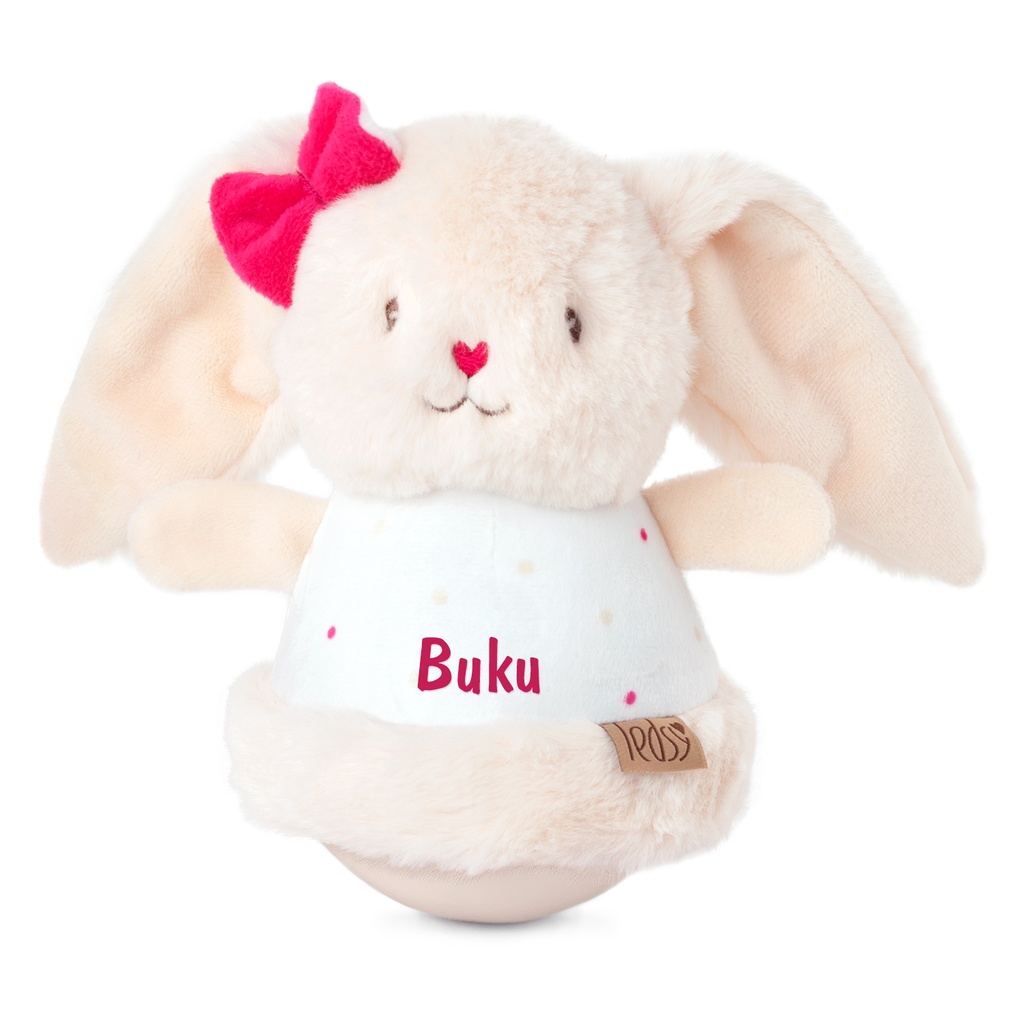 Бебешка играчка зайче-невеляшка Роли-Поли с Надпис - Розов