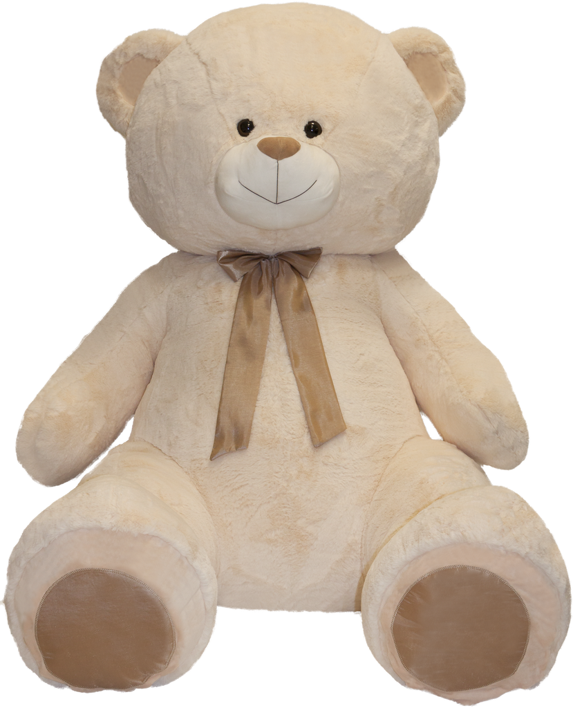 Мега мече със сатенена панделка - Екрю