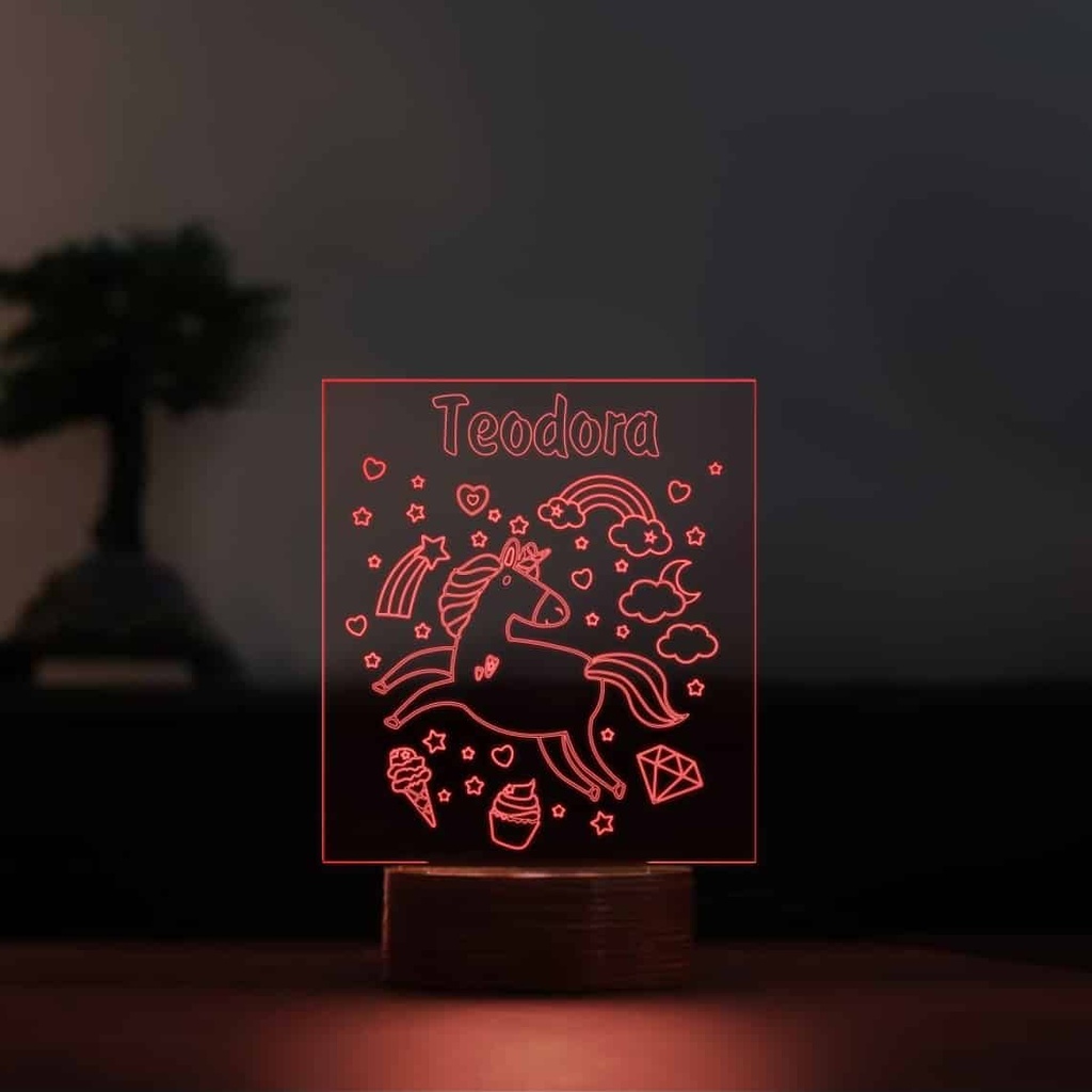 3D LED Нощна лампа - Еднорог