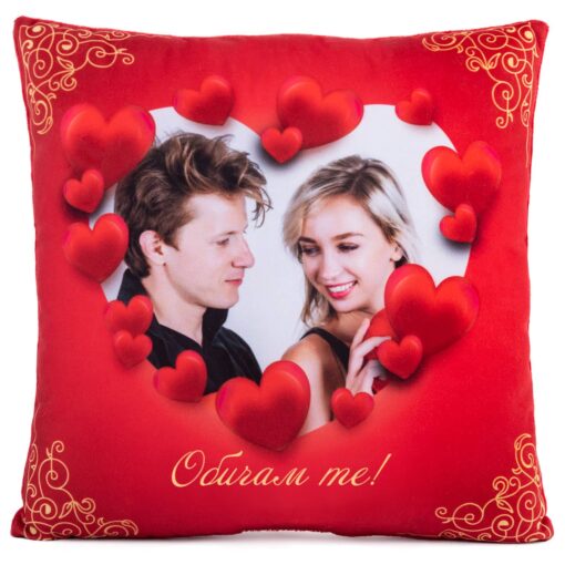 Възглавница за Свети Валентин със снимка и текст - дизайн 5