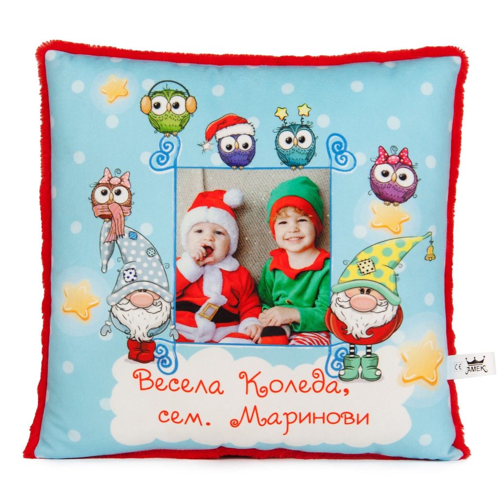 Коледна възглавница с ваша Снимка и Надпис