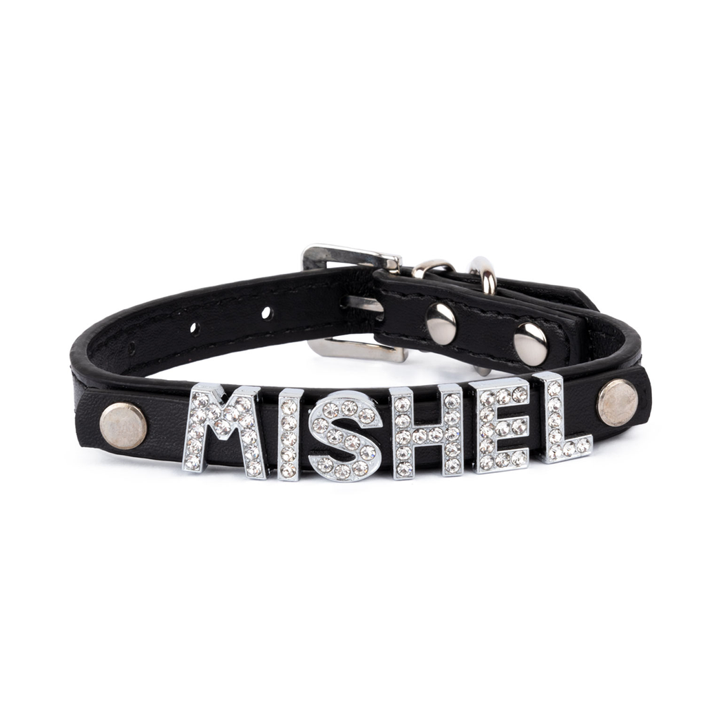 Нашийник за куче с ИМЕ – избор на букви за персонализация - Черен - XS