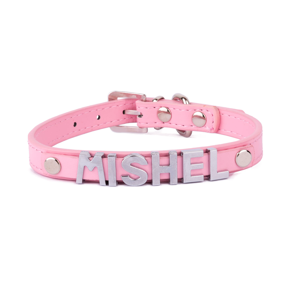 Нашийник за куче с ИМЕ – избор на букви за персонализация - Розов - XS