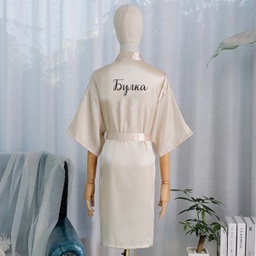 [099240-L-BG] Сатенен халат "Лукс" - Екрю