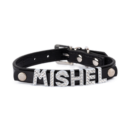 [L0103-BK] Нашийник за куче с ИМЕ – избор на букви за персонализация - Черен - M