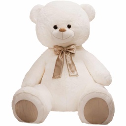 [090105-1] Мега бяло мече със сатенена панделка - Златен