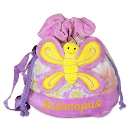 [0060748-3] Детска раница с пеперуда и ИМЕ - Лилава с лилава пеперуда
