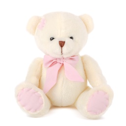 [060136] Бяло мече с панделка - Розов