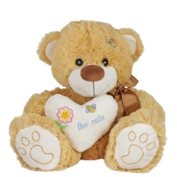 [040175] Кафяво плюшено мече със сърце "Bee cute"