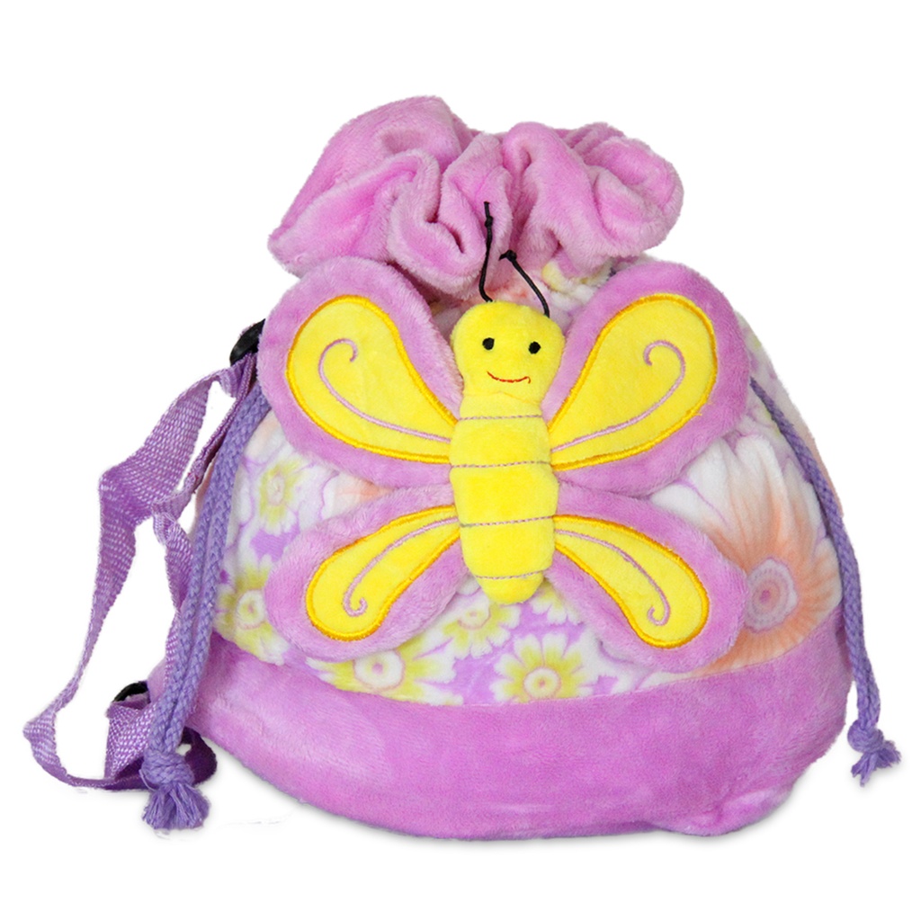 Плюшена раница с пеперуда - Лилава с лилава пеперуда