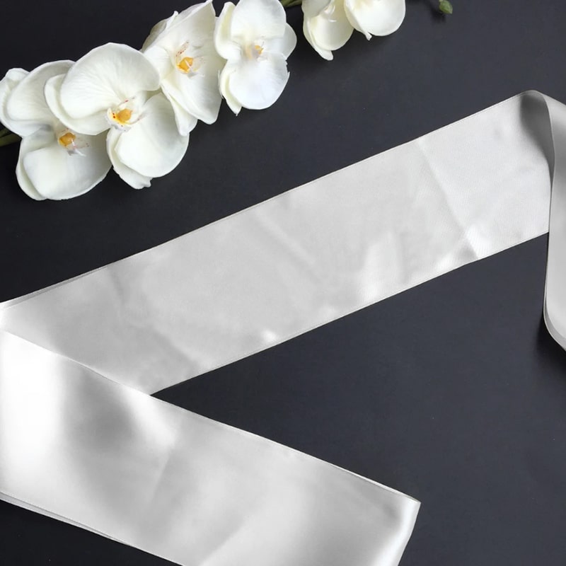 Сатенени ленти за моминско парти-собствен текст<span> - </span>Бял
