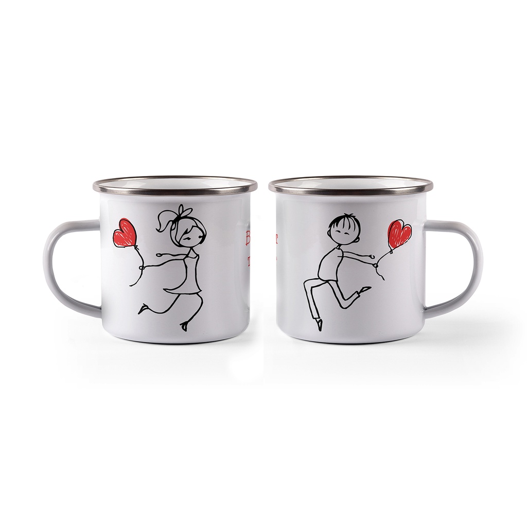 Комплект емайлирани канчета за двама - I love you!