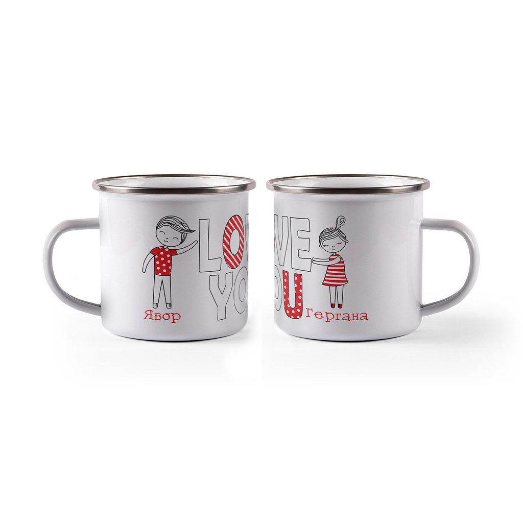Комплект емайлирани канчета за двама - Love you