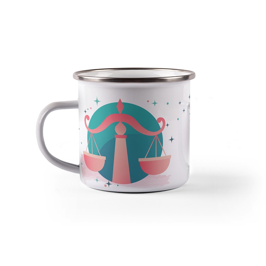 Емайлирано канче с надпис - Зодия Везни