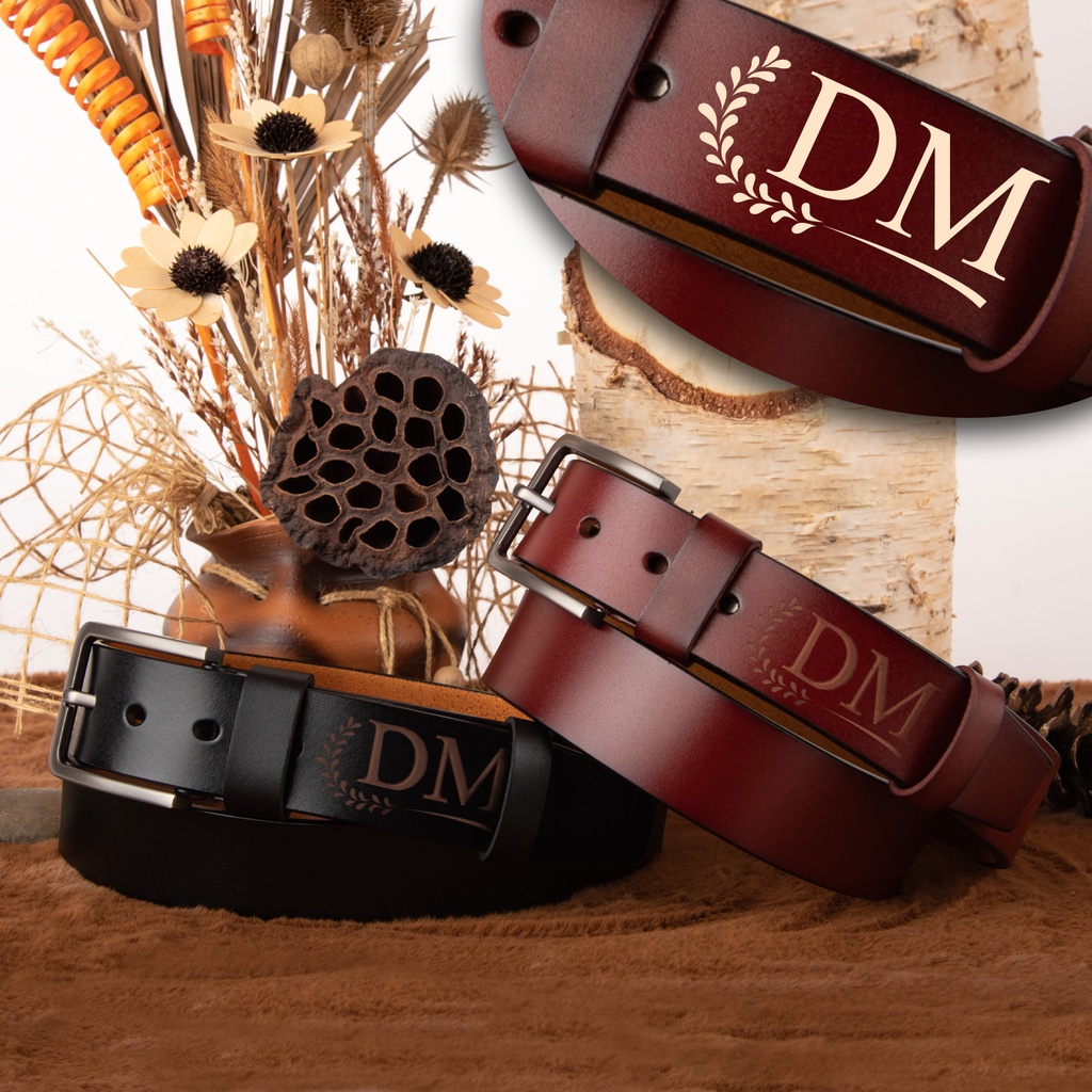 Мъжки колан от естествена кожа с Гравиран Надпис