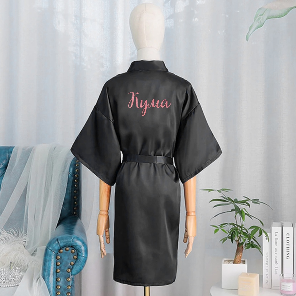 Сатенен халат "Лукс" - Черен