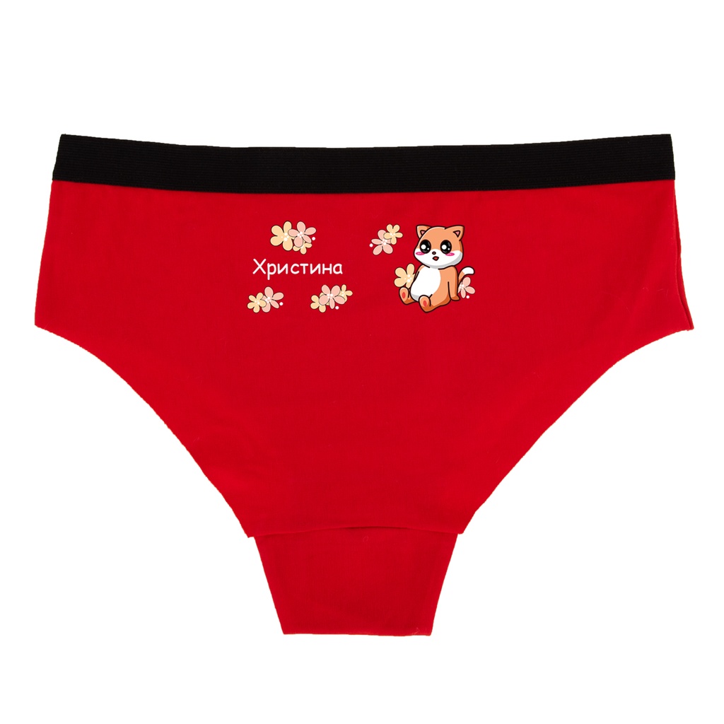 Дамски червени бикини - Котенце - S - Отзад