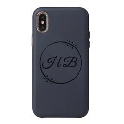 [P0002-7] Кожен CASE за iPhone с лазерно гравиране - Инициали в кръг