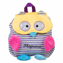 [010701] Плюшена раница бухал 4 цвята с НАДПИС