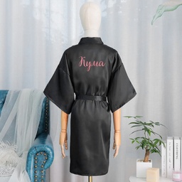 [099240-XL-BK] Сатенен халат "Лукс" - Черен