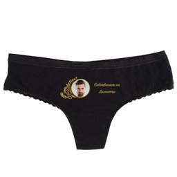 [0609-06-L-BK-front] Черно дамско бельо с дантела - Собственост на - L - Отпред