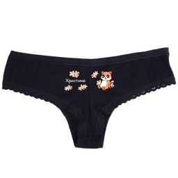 [0609-16-L-BK-back] Черно дамско бельо с дантела - Котенце - L - Отзад