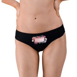[0717-14-L-BK] Дамски черни бикини - Цветя с име - L