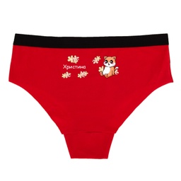 [0717-16-S-R-back] Дамски червени бикини - Котенце - S - Отзад