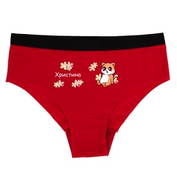 [0717-16-L-R-front] Дамски червени бикини - Котенце - L - Отпред