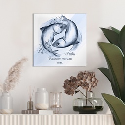 [099213-19] Картина канава - Зодия Риби (Синя) - 30 x 30 cm