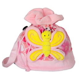 [060748-5] Плюшена раница с пеперуда - Розова с розова пеперуда