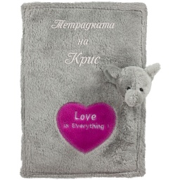 [0050410] Плюшена подвързия 3 цвята с НАДПИС