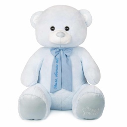 [0090101] Плюшено мече в нежно син цвят с НАДПИС