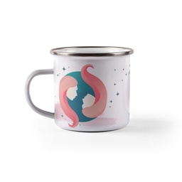 [099212-32] Емайлирано канче с надпис - Зодия Близнаци