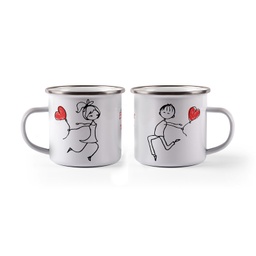 [099212-30] Комплект емайлирани канчета за двама - I love you!