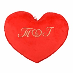 [099154] Червено сърце-възглавничка за Свети Валентин с ваши инициали със златен глитер